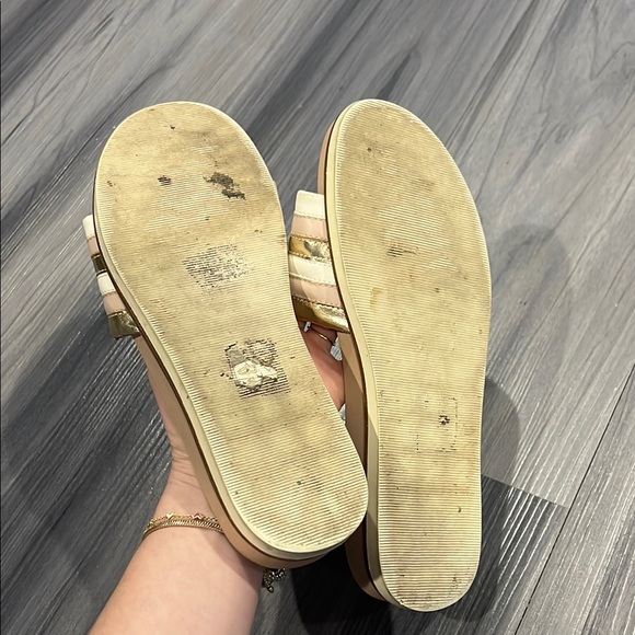 Aldo Gold and Cream Sandals Luxe Metallic Straps - Picture 4 of 5